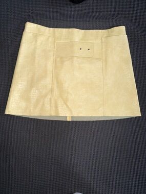 Anthropologie Pale Yellow Faux-Leather Mini Skirt